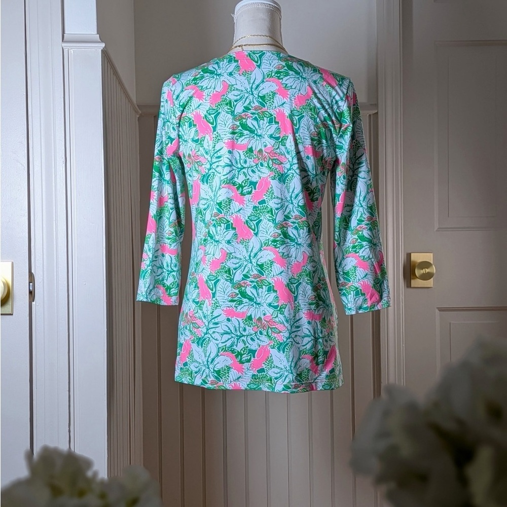 Lilly Pulitzer Karina Chillylilly Tunic Top UPF 50+ Pink Green Size S - Picture 2 of 5